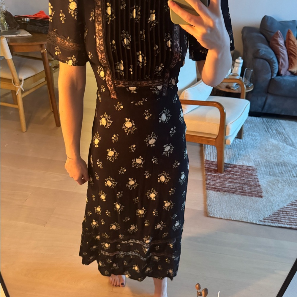 Reformation Black Floral Dress